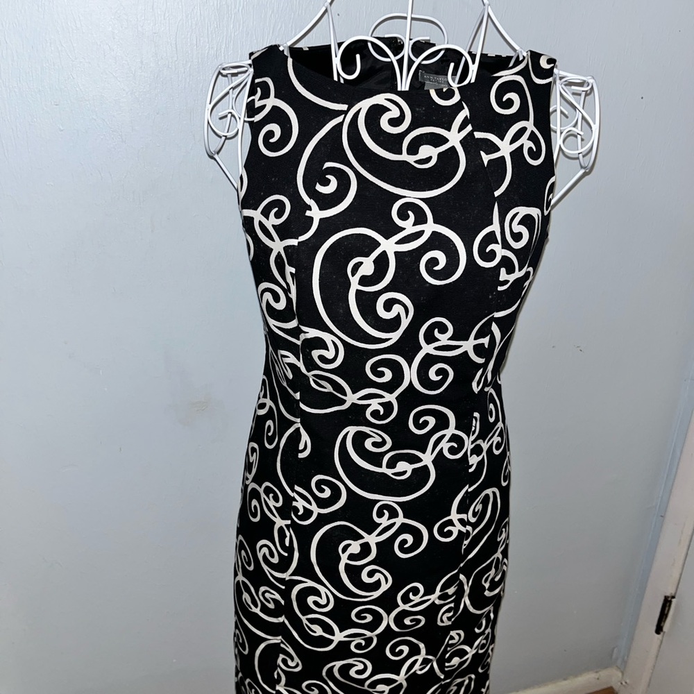 Ann Taylor Black and White Sheath Midi Cocktail Dress